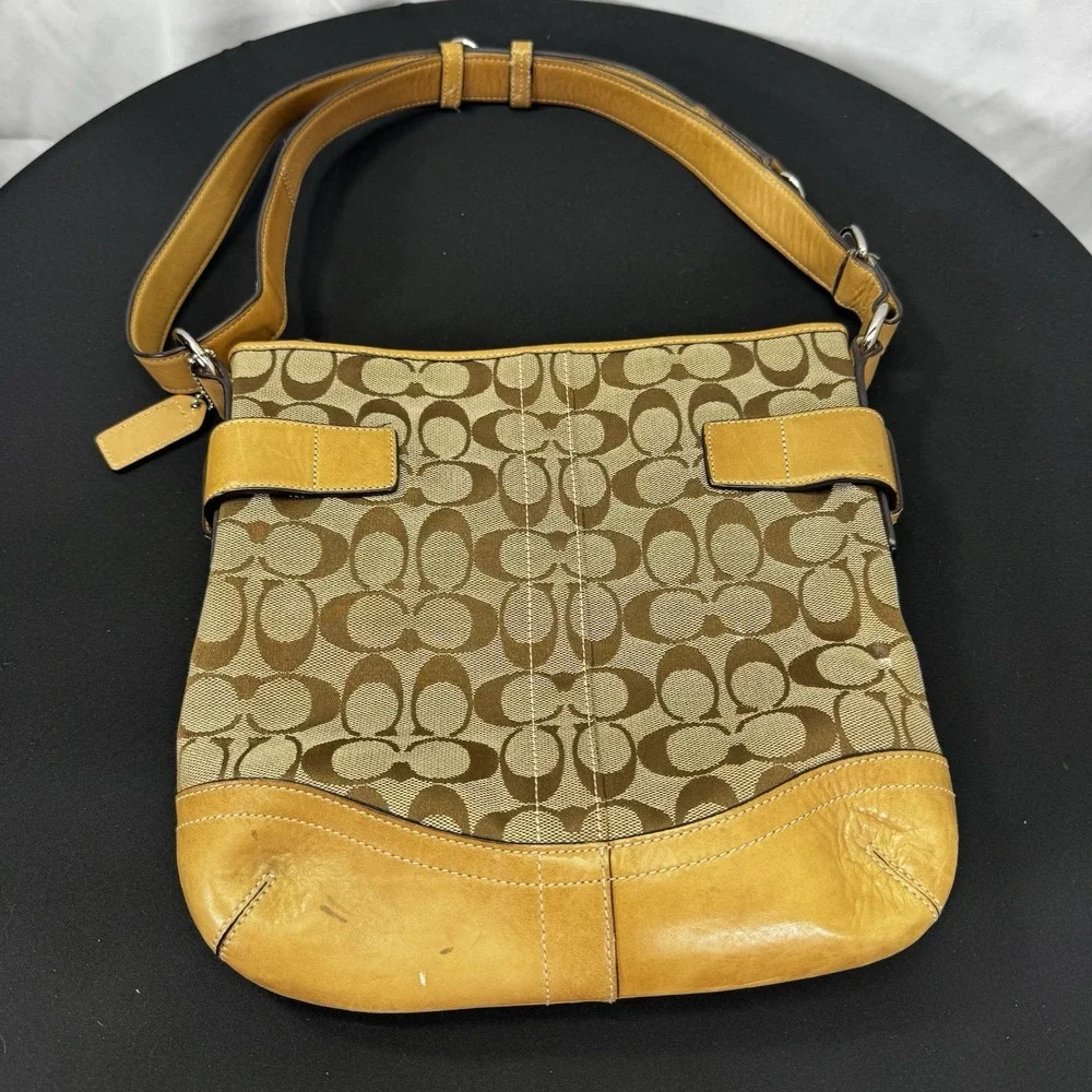 Y2K COACH Purse Monogram Brown & Beige 2000's Vintage‎ Shoulder Bag